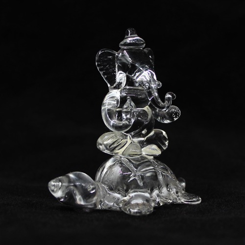 Glass Ganesh Ride on Turtle Idol For Car Dashboard