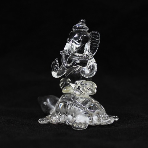 Glass Ganesh Ride on Turtle Idol For Car Dashboard