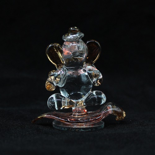 Crystal Glass Ganesha Sitting In Leaf For Car Dashbaord