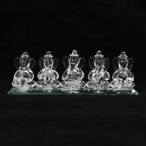 Musical Multi Colour Glass Ganesha For Car Dashboard