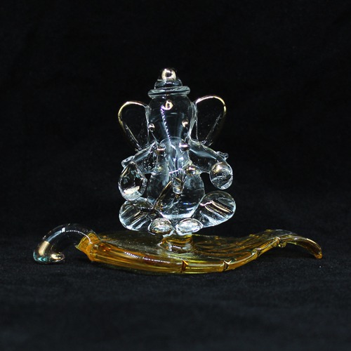 Patta Glass Ganesh Idol For Car Dashboard