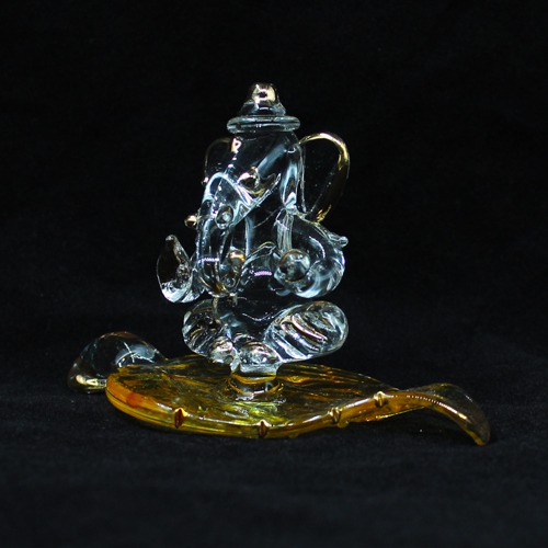 Patta Glass Ganesh Idol For Car Dashboard