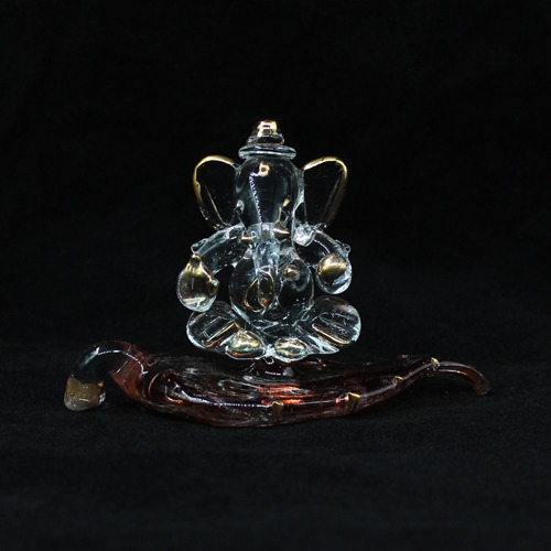 Patta Glass Ganesh Idol For Car Dashboard