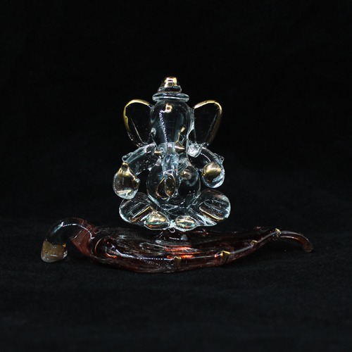 Patta Glass Ganesh Idol For Car Dashboard