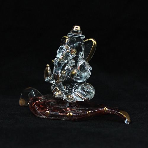 Patta Glass Ganesh Idol For Car Dashboard