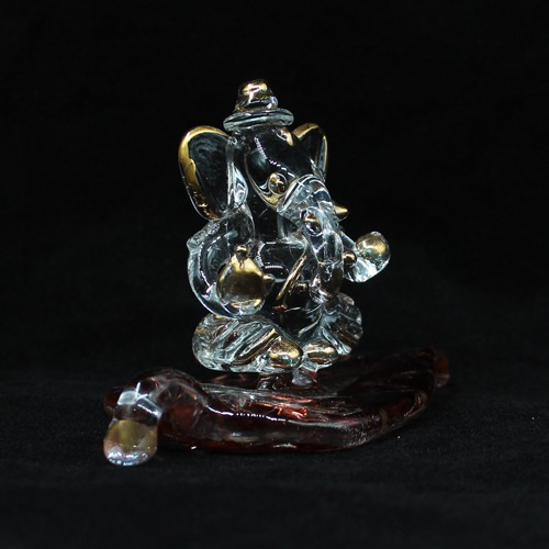 Patta Glass Ganesh Idol For Car Dashboard