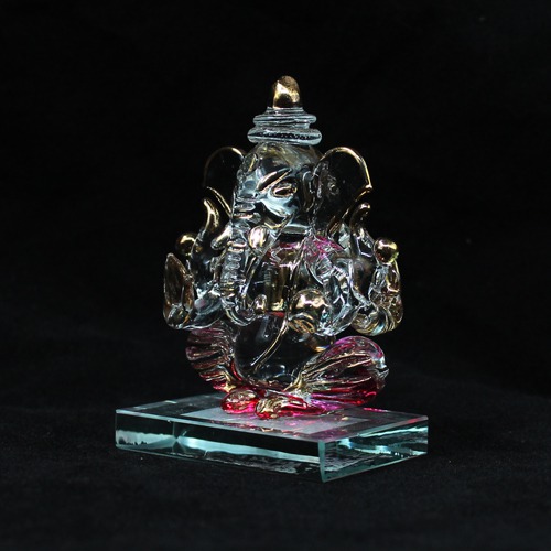 Crystal Glass Ganesha Idol For Car Dashboard