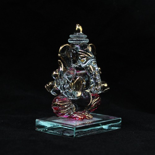 Crystal Glass Ganesha Idol For Car Dashboard