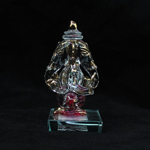 Crystal Glass Ganesha Idol For Car Dashboard