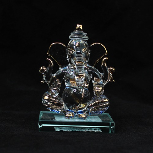 Crystal Glass Ganesha Idol For Car Dashboard