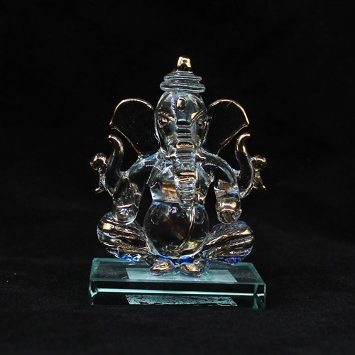 Crystal Glass Ganesha Idol For Car Dashboard