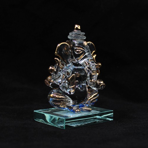 Crystal Glass Ganesha Idol For Car Dashboard