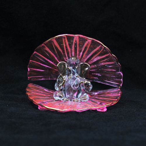 Ganesha Sitting Under Shell Glass Ganesha Idol For Home Decor