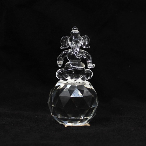 Crystal Clown Glass Ganesh Idol For Home & Office Decor