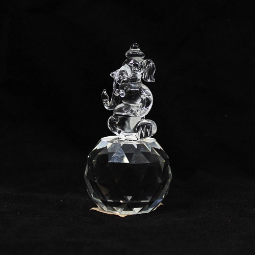 Crystal Clown Glass Ganesh Idol For Home & Office Decor