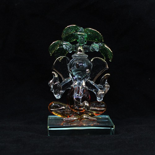 Crystal Ganesha Sitting Under Tree