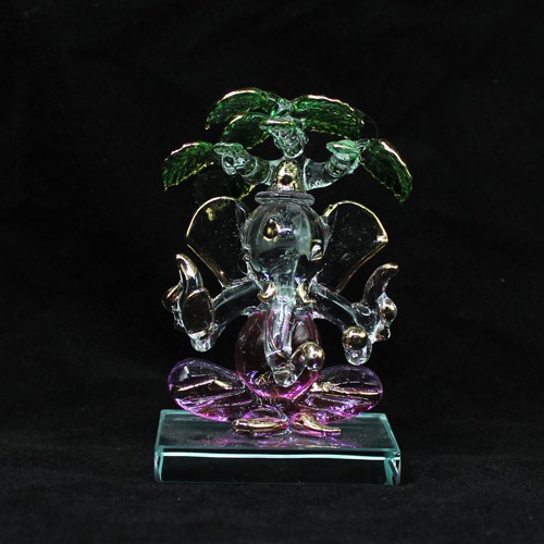 Crystal Ganesha Sitting Under Tree