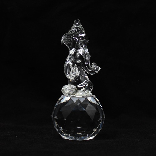 White Crystal Clown Glass Ganesha Idol For Home & Office Decor