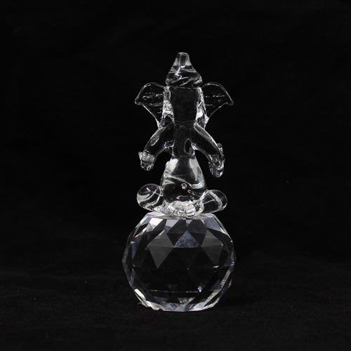 White Crystal Clown Glass Ganesha Idol For Home & Office Decor