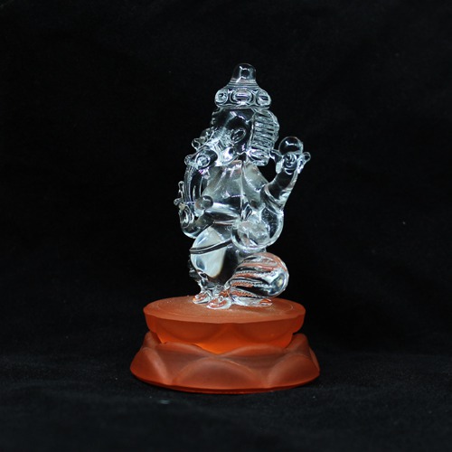 Orange Base Glass Ganesha Statue For Home Decor