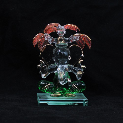 Multi colour Glass Sitting Ganesha Under The Tree For Home Decor