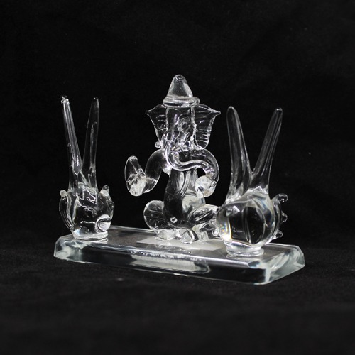 Glass Ganesha Idol For Home & Office Decor