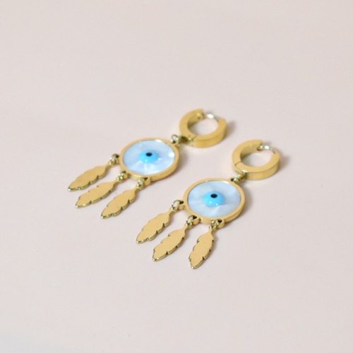 Evil Eye With Leaf dangle Earrings | Evil Eye Earring