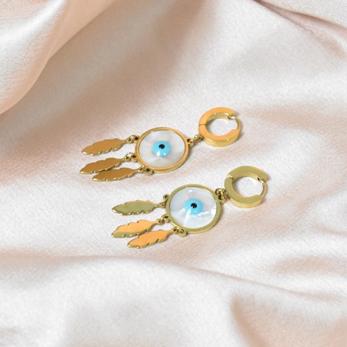 Evil Eye With Leaf dangle Earrings | Evil Eye Earring