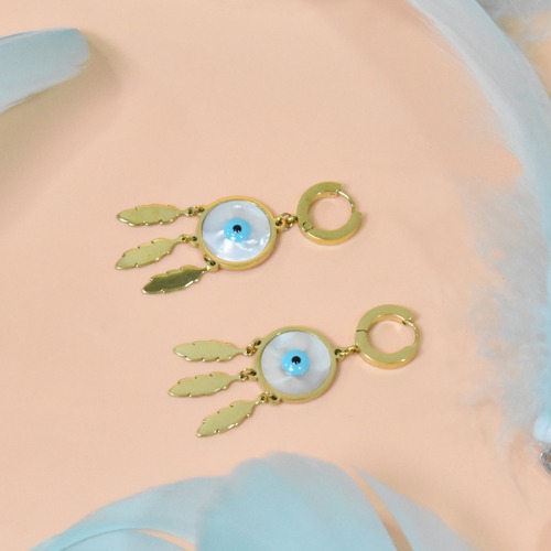 Evil Eye With Leaf dangle Earrings | Evil Eye Earring