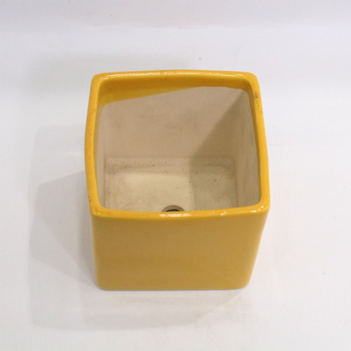 Yellow Square Ceramic Planter Pot | Ceramic Pot Medium Sized for Indoor, Outdoor ,Home Office ,Plants