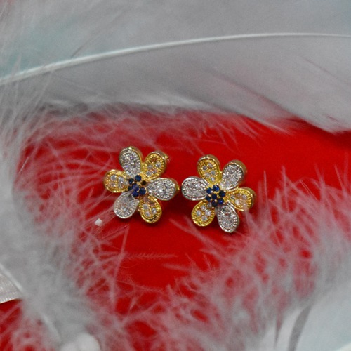 Dual Tone Flower Design Earrings | Earrings | Women Earrings