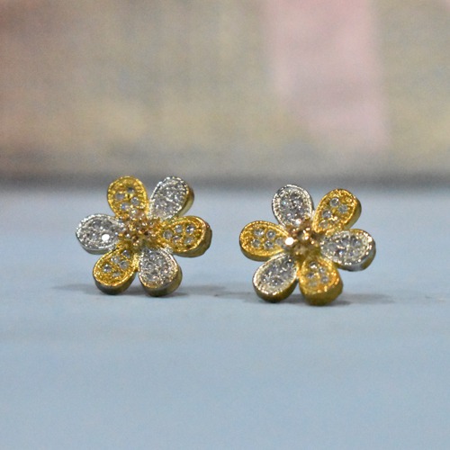 Dual Tone Flower Design Earrings | Earrings | Women Earrings