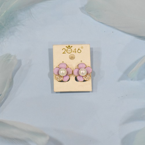 Purple Flower With Pearl Design Earrings | Earrings | Women's Earrings