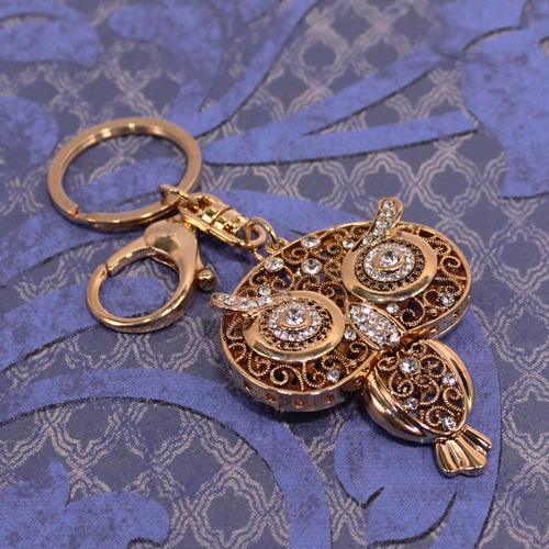 Golden Diamond Owl Keychain | Premium Stainless Steel Keychain For Gifting With Key Ring Anti-Rust | For Car Bike Home Keys for Men and Women