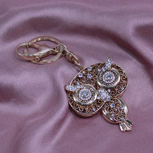 Golden Diamond Owl Keychain | Premium Stainless Steel Keychain For Gifting With Key Ring Anti-Rust | For Car Bike Home Keys for Men and Women