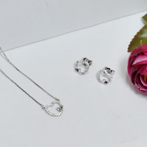 Heart Chain Pendant Necklace | Heart Necklace Set | Necklace Set