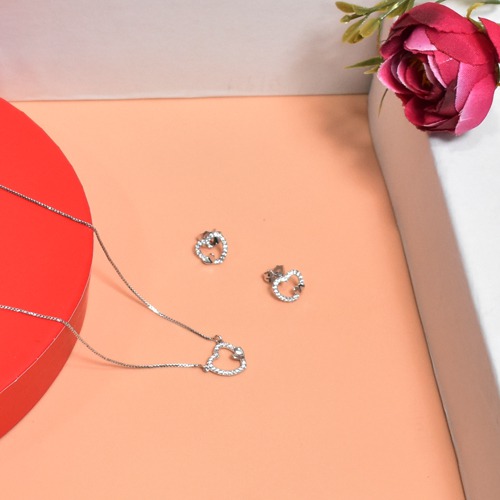 Heart Chain Pendant Necklace | Heart Necklace Set | Necklace Set