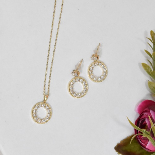 Circle Pendent Chain With Earrings Necklace Set | Pendant | Necklace Set | Earring