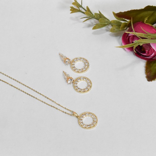 Circle Pendent Chain With Earrings Necklace Set | Pendant | Necklace Set | Earring