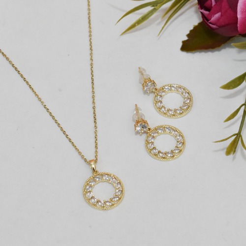 Circle Pendent Chain With Earrings Necklace Set | Pendant | Necklace Set | Earring