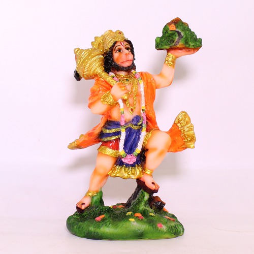 Fiber Lord Hanuman Holding Sumeru Parvat Statue For Home Decor