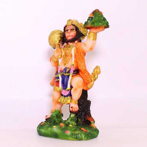 Fiber Lord Hanuman Holding Sumeru Parvat Statue For Home Decor