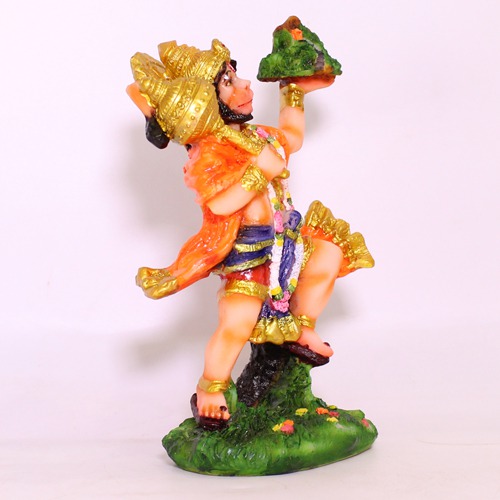 Fiber Lord Hanuman Holding Sumeru Parvat Statue For Home Decor