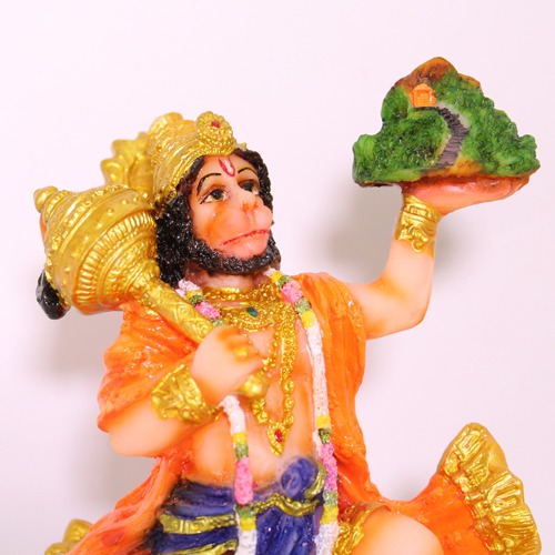 Fiber Lord Hanuman Holding Sumeru Parvat Statue For Home Decor