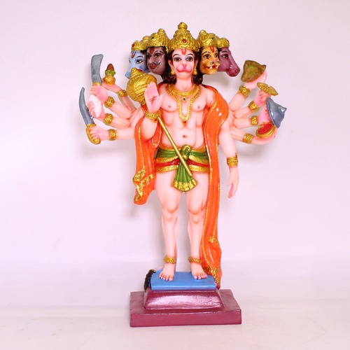 Fiber Panchamukhi Standing Hanuman Idol Panchmukhi Five Face Hanuman Bajrangbali for Home and Office