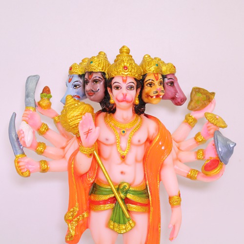 Fiber Panchamukhi Standing Hanuman Idol Panchmukhi Five Face Hanuman Bajrangbali for Home and Office