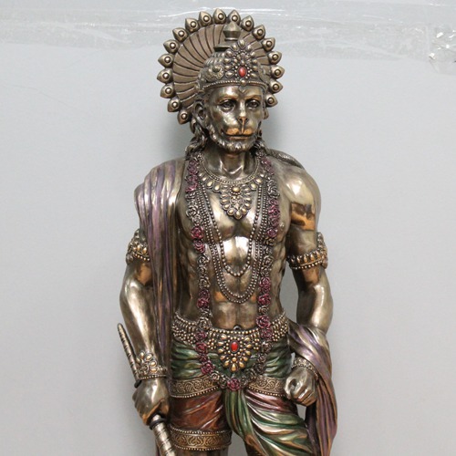 Bronze Finishing Standing Hanuman Idol  Decrotive Showpiece for Gift, Office & Home Decor