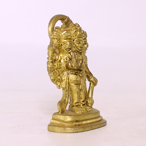 Brass Panchmukhi Standing Hanuman Idol Brass Idol, Yelllow Colour Panchmukhi Hanuman,