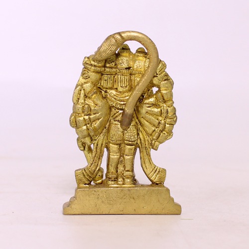 Brass Panchmukhi Standing Hanuman Idol Brass Idol, Yelllow Colour Panchmukhi Hanuman,