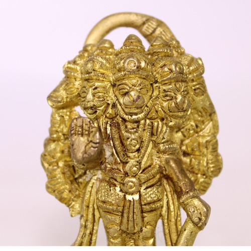 Brass Panchmukhi Standing Hanuman Idol Brass Idol, Yelllow Colour Panchmukhi Hanuman,